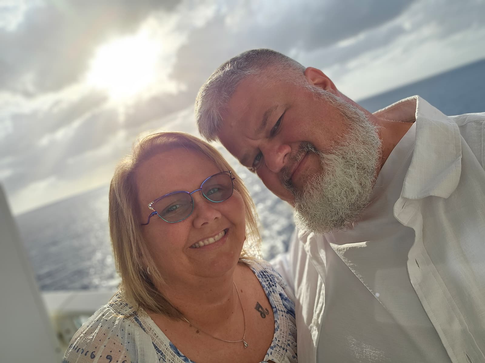 Jeni Walker with her husband Paul on a cruise